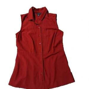 Tommy Hilfiger Women’s Red Sleveless Button Down Top Size S